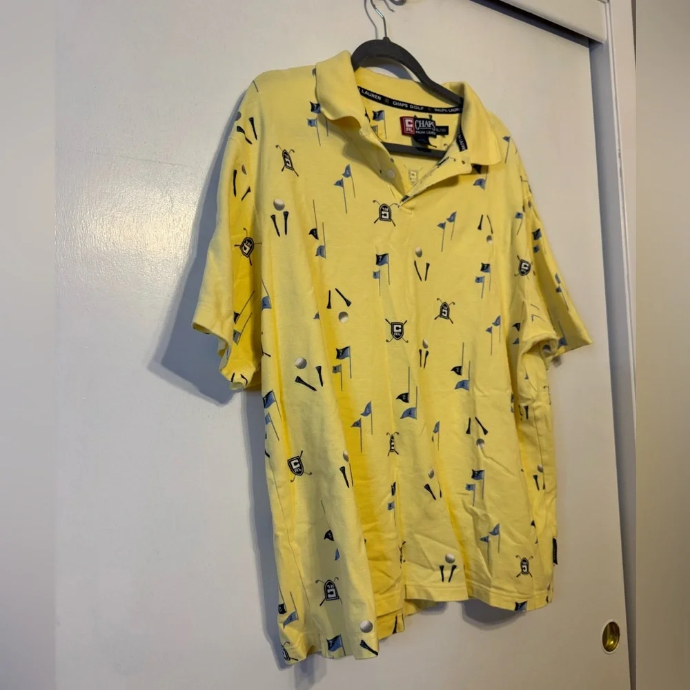 Chaps Ralph Lauren Yellow‎ Golf Patterned Polo Shirt